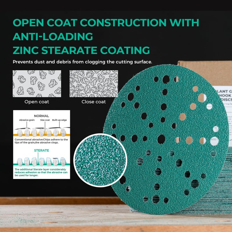toolant 6 Inch 49 Hole 180 Grit Sanding Disc, Hook and Loop Film Backing Sanding Discs Compatible with Festool Sanders by - 50 Pack - Image 5